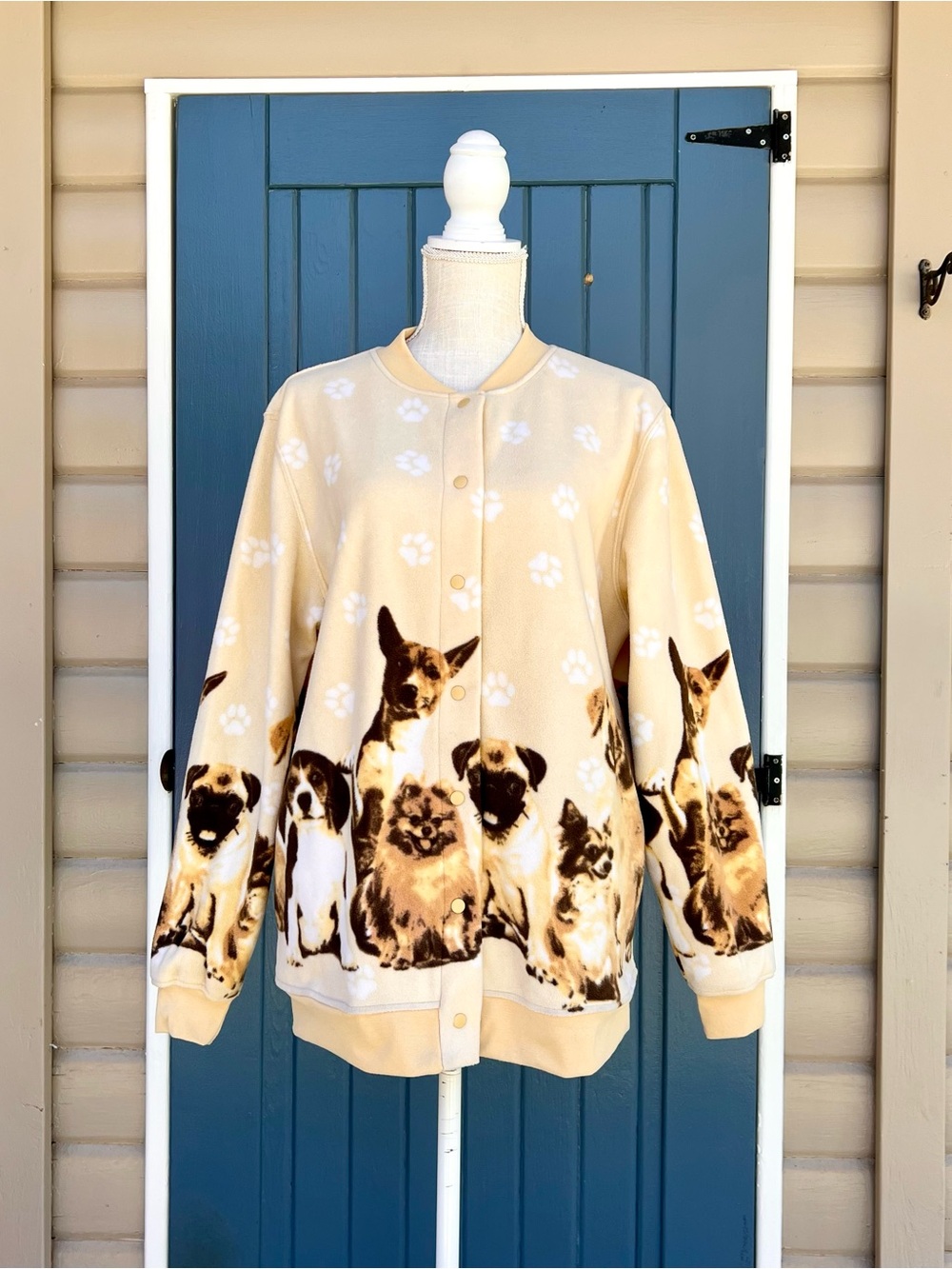 Vintage Blair Button Jacket  Fleece Dogs
Puppies Full Zip Sweater Women’s Size M